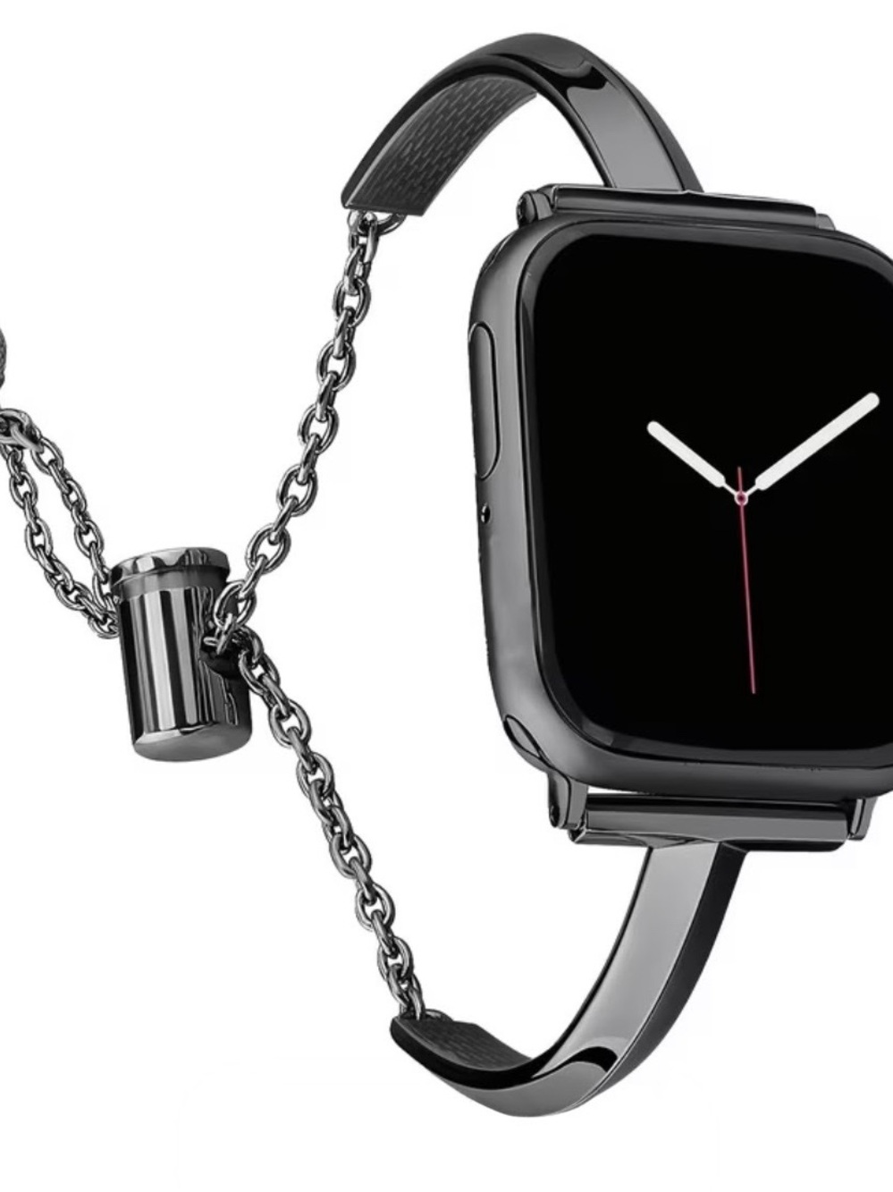 1-Tiarra Bracelet Black Polished Metal Smartwatch Band (NOT APPLE BRAND)